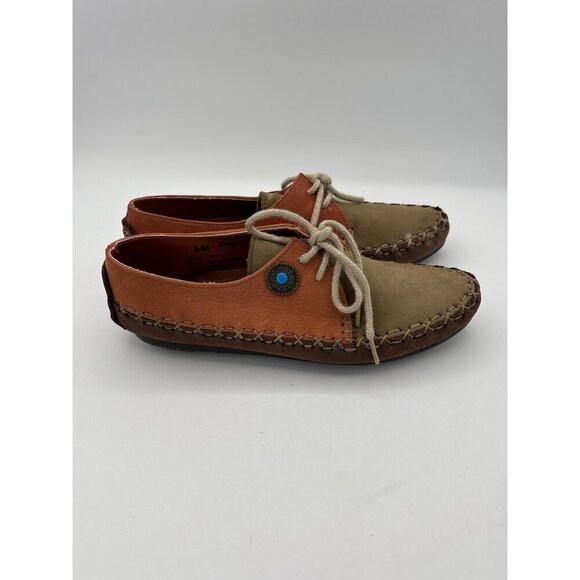 Vintage Hush Puppies Womens 5M Casual Two-Tone Leather Moccasins - Picture 4 of 7